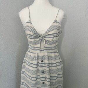 Rachel Roy‎ Blue Striped Button Front Tie Knot Cutout Midi Dress Womens size 6